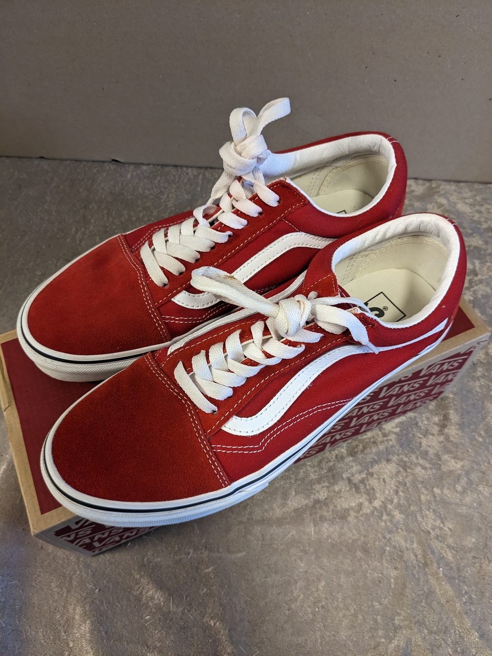 Vans Old Skool Racing Red/White Suede Sneakers Size 11
